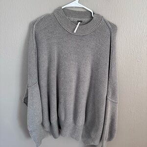 Free People Easy Street Tunic Sweater Taupe Oversized Ribbed Knit XS